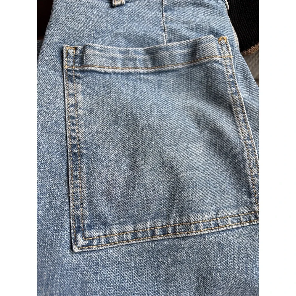 Zara Marine Straight Jeans Raw Hem High Rise Wide Leg Women's Size 4 Coastal - Picture 6 of 7